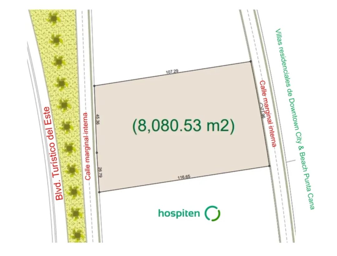 Terreno 8,080m2 en Boulevard Turístico Punta Cana
